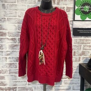 Gap Red Cable Knit Sweater med/large